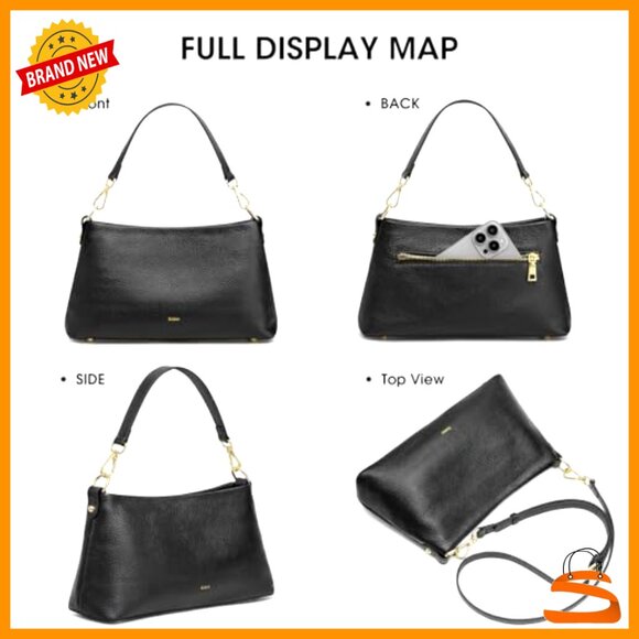 Genuine Leather Crossbody Bag with Removable Straps, Medium Tote